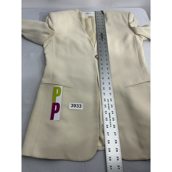 Womans Jones NY Size 8 Ivory Blazer Lined One Button Padded Shoulders - Picture 6 of 8